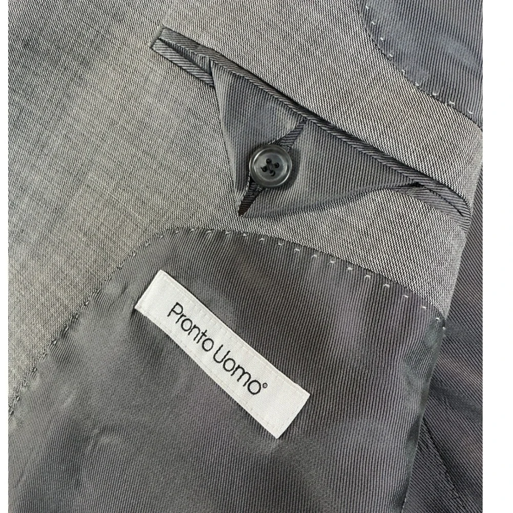 Pronto‎ Uomo Suit Jacket Mens 43 Long Grey 100% Wool 2-Button Blazer BC174216